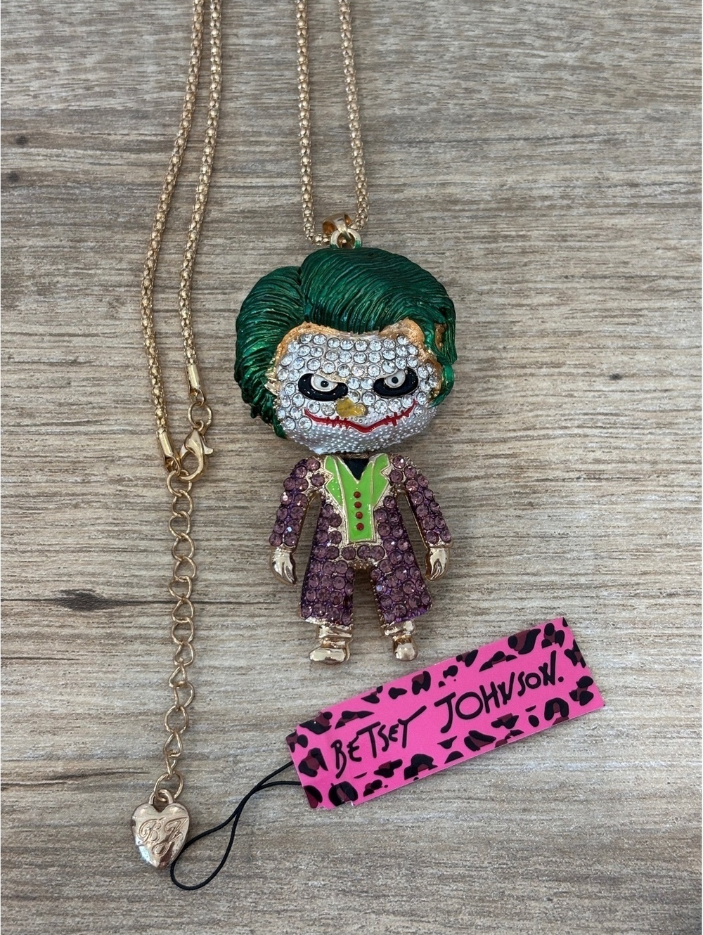 Betsey Johnson Joker Rhinestone Pendant Necklace - Picture 2 of 7